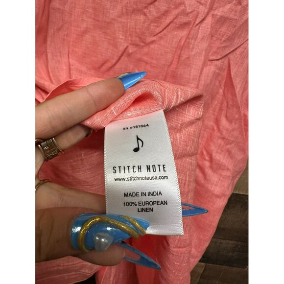 Stitch Note‎ Men's Short Sleeve Linen Button Up Size Large - Picture 4 of 4